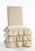 Long Three-Tier Ruffle Dining Chair Slipcover