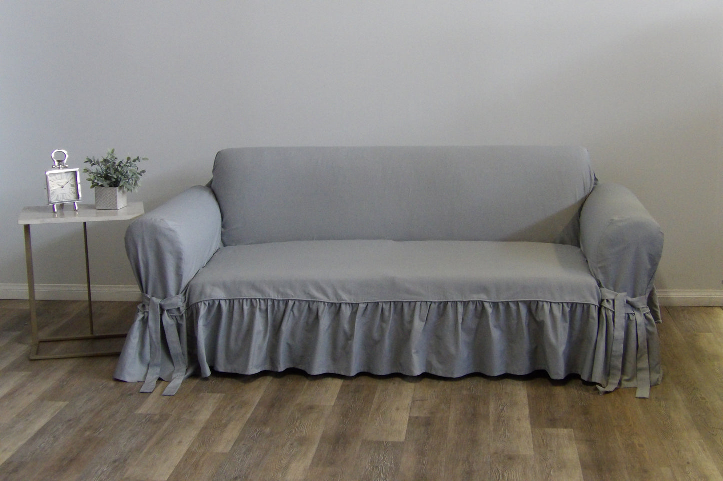 Cotton Duck Ruffled One-Piece Slipcover