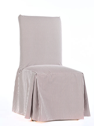 Twill ticking stripe dining chair long slipcover