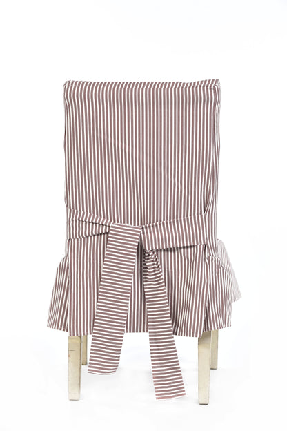 Short Stripe Twill Ticking Dining Chair Slipcover