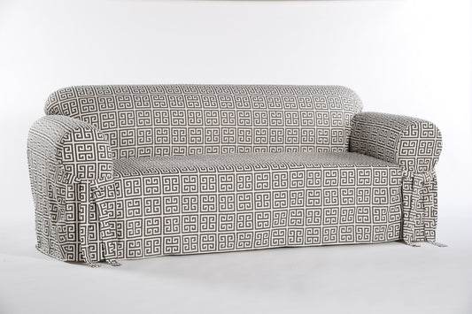 Roman Key One-Piece Loveseat Slipcover